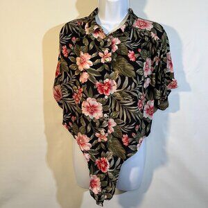 American Eagle Tropical Tie Front Blouse Size Small